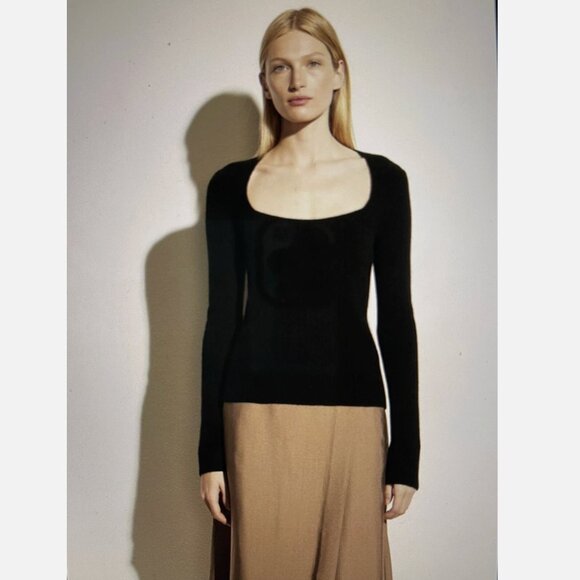 Vince Black Cashmere Ribbed Sweater - Picture 1 of 8
